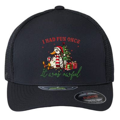 I Had Fun Once It Was Awful Xmas Christmas Duck Flexfit Unipanel Trucker Cap
