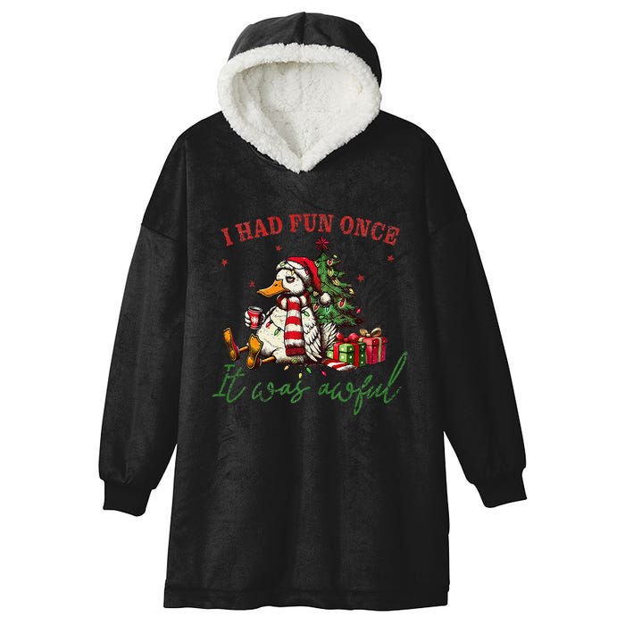 I Had Fun Once It Was Awful Xmas Christmas Duck Hooded Wearable Blanket