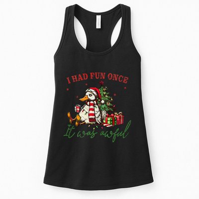 I Had Fun Once It Was Awful Xmas Christmas Duck Womens Tank Top