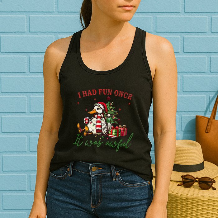 I Had Fun Once It Was Awful Xmas Christmas Duck Womens Tank Top