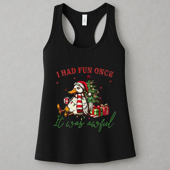 I Had Fun Once It Was Awful Xmas Christmas Duck Womens Tank Top