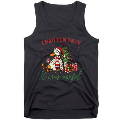 I Had Fun Once It Was Awful Xmas Christmas Duck Tank Top