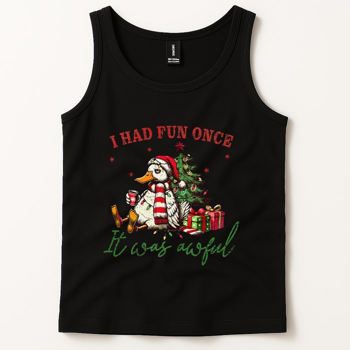 I Had Fun Once It Was Awful Xmas Christmas Duck Tank Top