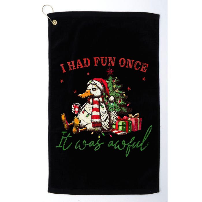 I Had Fun Once It Was Awful Xmas Christmas Duck Golf Towel