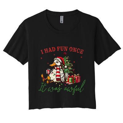 I Had Fun Once It Was Awful Xmas Christmas Duck Crop Top