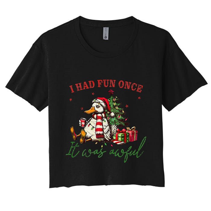 I Had Fun Once It Was Awful Xmas Christmas Duck Crop Top