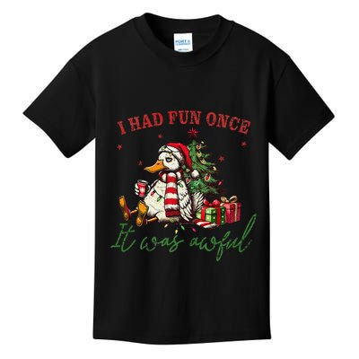 I Had Fun Once It Was Awful Xmas Christmas Duck Kids T-Shirt