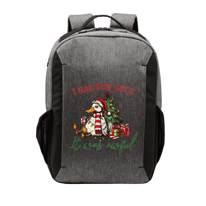I Had Fun Once It Was Awful Xmas Christmas Duck Vector Backpack