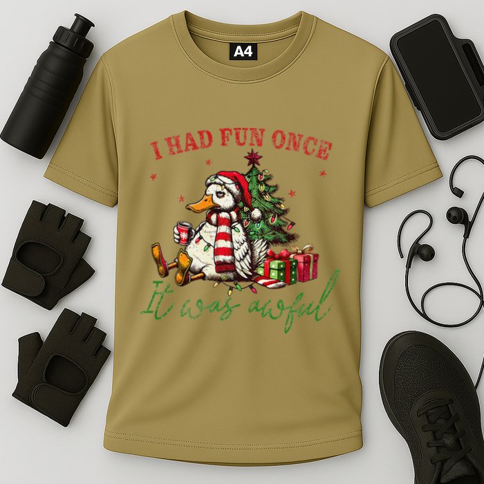I Had Fun Once It Was Awful Xmas Christmas Duck Performance Shirt