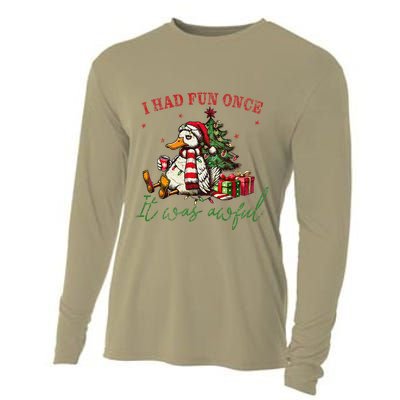 I Had Fun Once It Was Awful Xmas Christmas Duck Cooling Performance Long Sleeve Crew