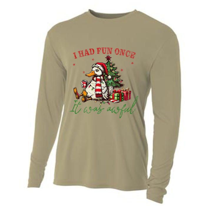 I Had Fun Once It Was Awful Xmas Christmas Duck Cooling Performance Long Sleeve Crew