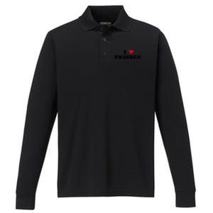 I Heart Frisbee Player I Love Frisbee Gift Performance Long Sleeve Polo