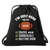 I'm Here For Snacks Commercials Halftime Show Football Drawstring Bag