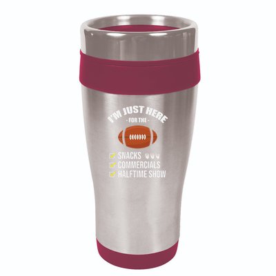 I'm Here For Snacks Commercials Halftime Show Football 16oz Travel Tumbler