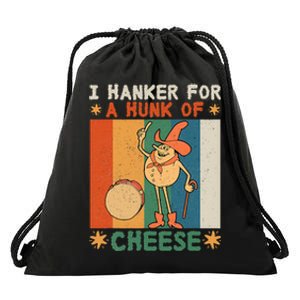 I Hanker For A Hunk Of Cheese Retro Drawstring Bag