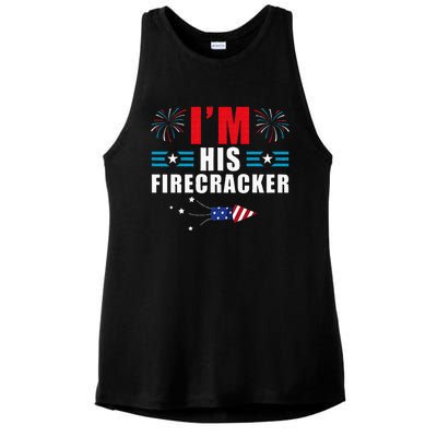 Im His Firecracker Funny Family Matching Couple 4th Of July Ladies PosiCharge Tri-Blend Wicking Tank