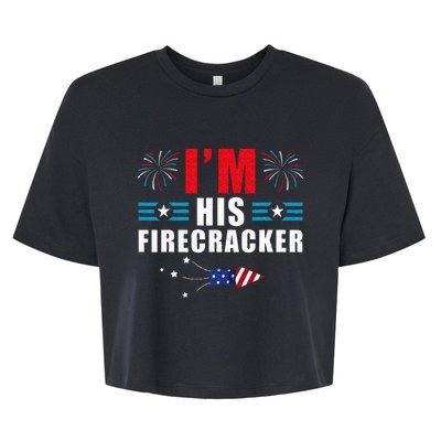 Im His Firecracker Funny Family Matching Couple 4th Of July Bella+Canvas Jersey Crop Tee