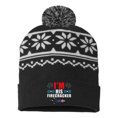 Im His Firecracker Funny Family Matching Couple 4th Of July USA-Made Snowflake Beanie