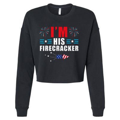 Im His Firecracker Funny Family Matching Couple 4th Of July Cropped Pullover Crew