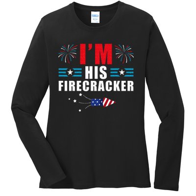 Im His Firecracker Funny Family Matching Couple 4th Of July Ladies Long Sleeve Shirt