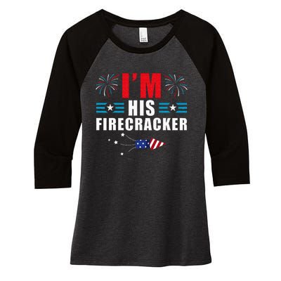 Im His Firecracker Funny Family Matching Couple 4th Of July Women's Tri-Blend 3/4-Sleeve Raglan Shirt