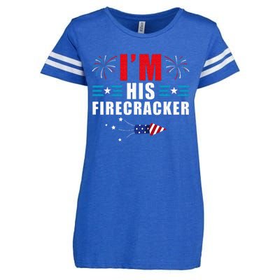 Im His Firecracker Funny Family Matching Couple 4th Of July Enza Ladies Jersey Football T-Shirt