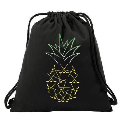 Ice Hockey Funny Pineapple Hawaii For Hockey Player Drawstring Bag
