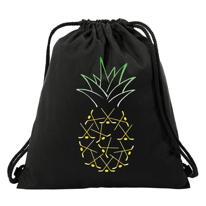 Ice Hockey Funny Pineapple Hawaii For Hockey Player Drawstring Bag
