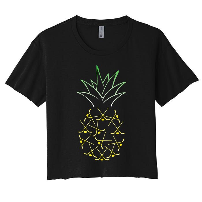 Ice Hockey Funny Pineapple Hawaii For Hockey Player Women's Crop Top Tee