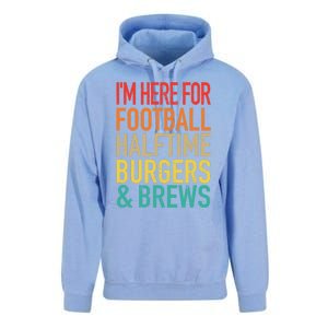 I'm Here For Football, Halftime, Burgers & Brew Unisex Surf Hoodie