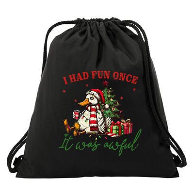 I Had Fun Once It Was Awful Funny Duck Drawstring Bag