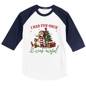 I Had Fun Once It Was Awful Funny Duck Baseball Sleeve Shirt