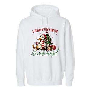 I Had Fun Once It Was Awful Funny Duck Garment-Dyed Fleece Hoodie