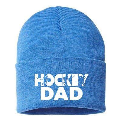 Ice Hockey Father Player Coach Hockey Dad Gift Sustainable Knit Beanie