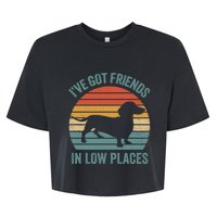 I Have Got Friends In Low Places Wiener Dog Vintage Bella+Canvas Jersey Crop Tee