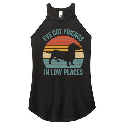 I Have Got Friends In Low Places Wiener Dog Vintage Women’s Perfect Tri Rocker Tank