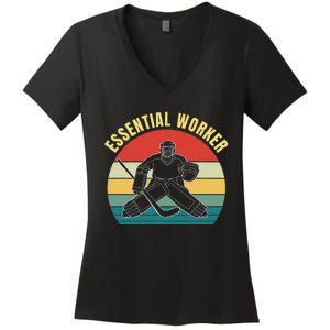 Ice Hockey Goalie Goalkeeper Funny Women's V-Neck T-Shirt