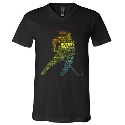 Ice Hockey Girl V-Neck T-Shirt