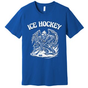 Ice Hockey Grim Reaper Skeleton Wings Gift Premium T-Shirt