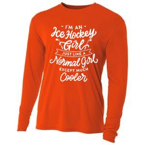 Ice Hockey Girls Are Cooler Funny And Sassy Sports Gift Cooling Performance Long Sleeve Crew