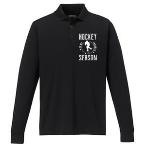 Ice Hockey Gift Hockey Is My Favorite Season Great Gift Performance Long Sleeve Polo