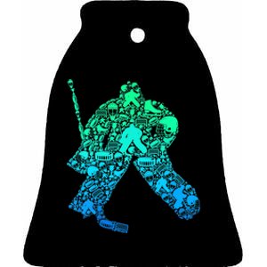 Ice Hockey Goalie Hockey Player Ceramic Bell Ornament