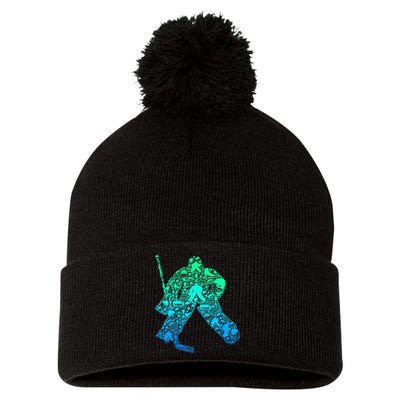 Ice Hockey Goalie Hockey Player Pom Pom 12in Knit Beanie