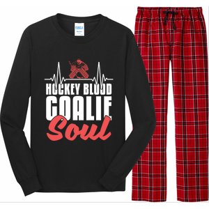 Ice Hockey Goalie Goalkeeper Ekg Hockey Heartbeat Gift Long Sleeve Pajama Set