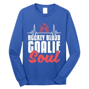 Ice Hockey Goalie Goalkeeper Ekg Hockey Heartbeat Gift Long Sleeve Shirt