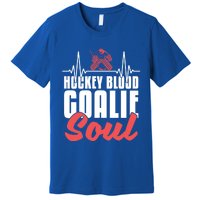 Ice Hockey Goalie Goalkeeper Ekg Hockey Heartbeat Gift Premium T-Shirt