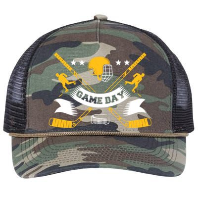 Ice Hockey Game Day Player Team Gift Retro Rope Trucker Hat Cap