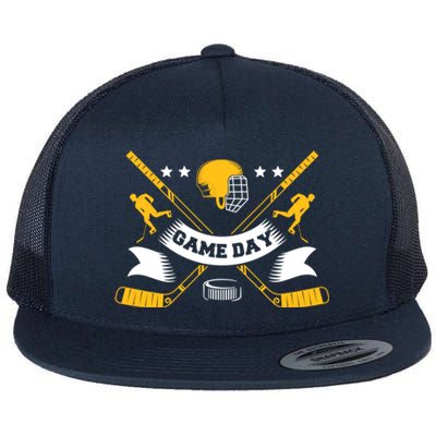 Ice Hockey Game Day Player Team Gift Flat Bill Trucker Hat