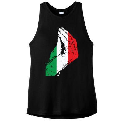 Italy Hand Gesture Italia Italian Flag Pride Funny Ladies PosiCharge Tri-Blend Wicking Tank