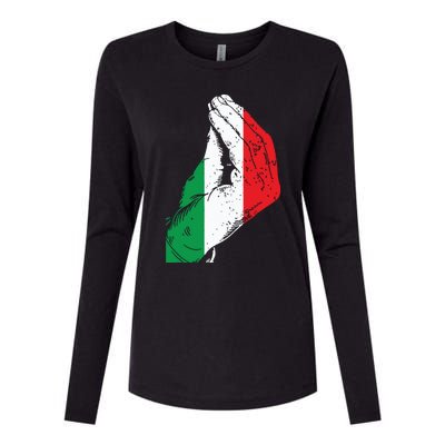 Italy Hand Gesture Italia Italian Flag Pride Funny Womens Cotton Relaxed Long Sleeve T-Shirt